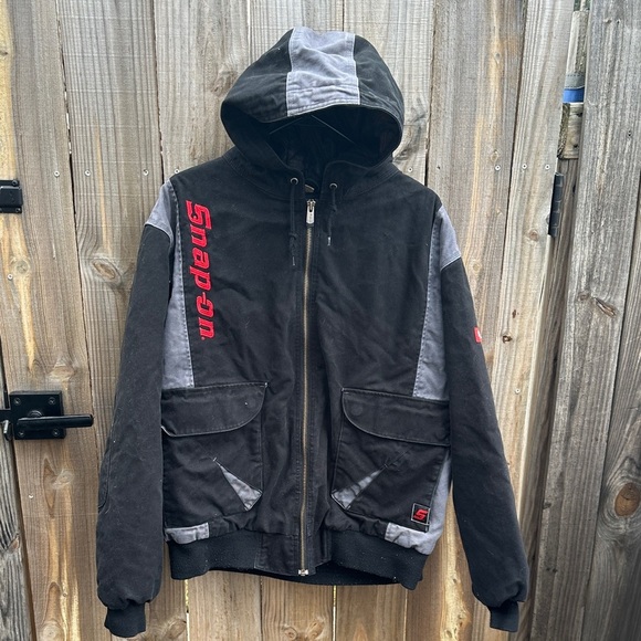 Vintage Snap-On Mens Heavyweight Canvas Workwear Jacket Black/Grey Size XL - Picture 1 of 15